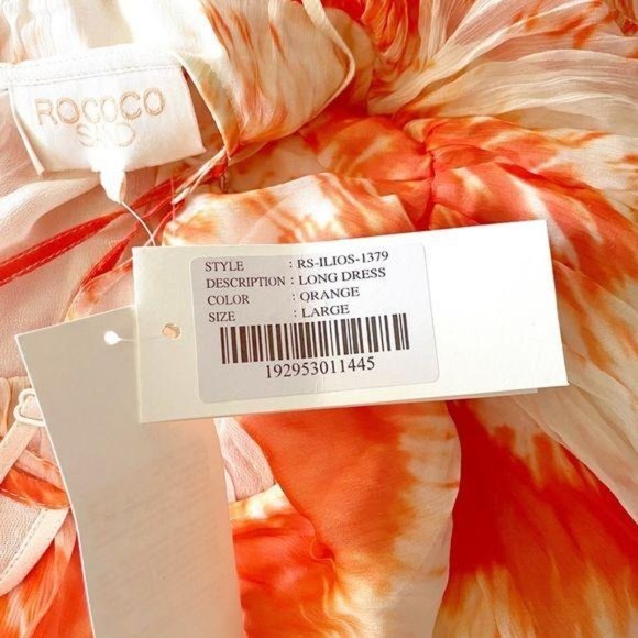 Rococo Sand Orange Tie Dye Chiffon Maxi Dress - Picture 6 of 10